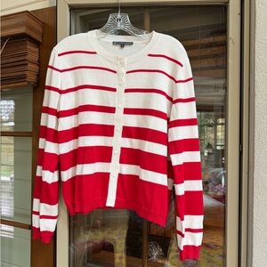Elliott Lauren Bold Red and Cream Striped Cardigan